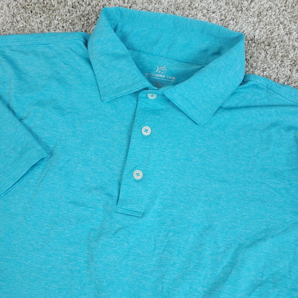Southern‎ Tide Mens Large Blue Performance Stretch Polo Short Sleeve